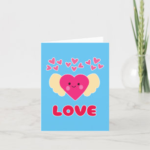 Cute Kawaii Love Heart Angel Happy Valentine's Day Holiday Card