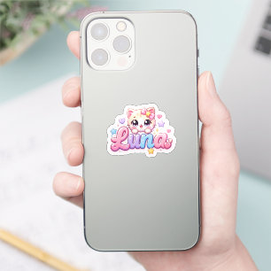 Cute Kawaii Luna Cat Name Pastel Pink Sparkling Ki