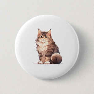 Cute Kawaii Maine Coon Big Cat 6 Cm Round Badge