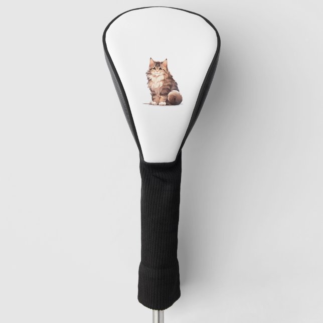 Cute Kawaii Maine Coon Big Cat   Golf Head Cover (Front)