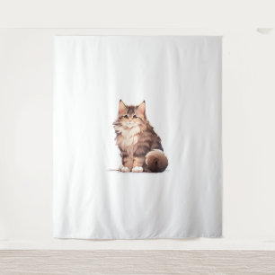 Cute Kawaii Maine Coon Big Cat Tapestry
