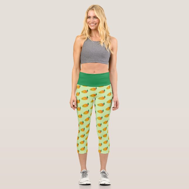 Cute Kawaii Mango Capri Leggings (Front)