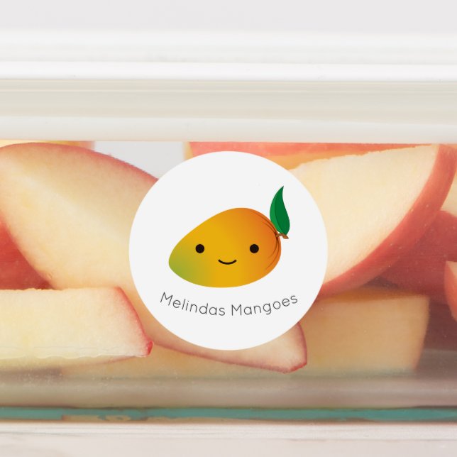 Cute Kawaii Mango label with customisable name (Affixed)