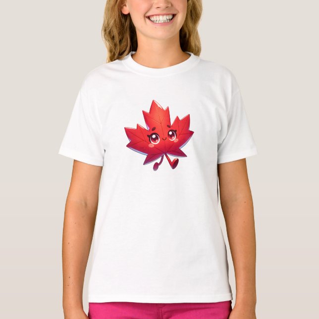 Cute Kawaii Maple Leaf | Canada T-Shirt (Front)