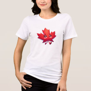 Cute Kawaii Maple Leaf Elbows Up Canada Tri-Blend Shirt