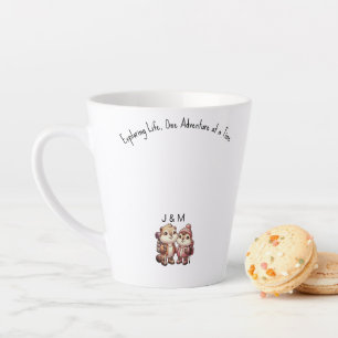 Cute Kawaii Marmot Couple Adventure Hiking  Latte Mug