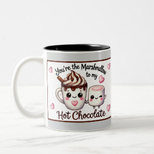 Cute Kawaii Marshmallows and Chocolate Two-Tone Coffee Mug