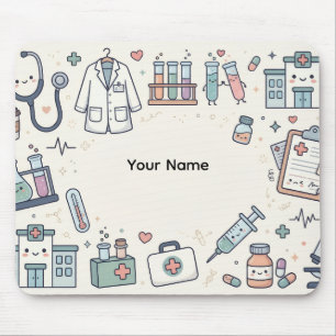 Cute Kawaii Medical Doodles Mouse Pad