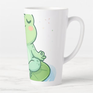 Cute Kawaii Meditating Frog Yoga Lotus Pose AI Art Latte Mug