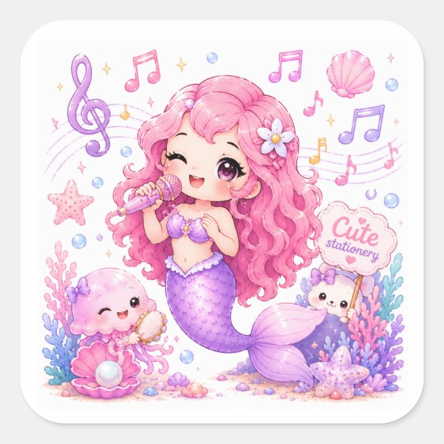 Cute Kawaii Mermaid Stickers  (Front)