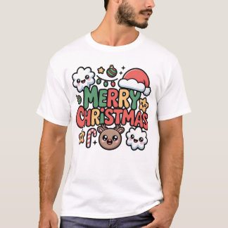 Cute Kawaii Merry Christmas Holiday Cartoon T-Shir T-Shirt
