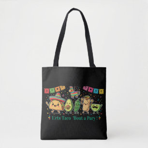 Cute Kawaii Mexican Food Party - Taco Burrito Avoc Tote Bag