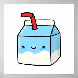 Cute Kawaii Milk Box Poster