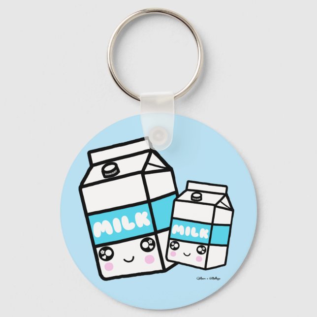 Cute Kawaii Milk Sweet Dairy Foodie Yummy BFF blue Key Ring (Front)