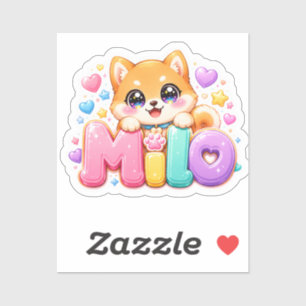 Cute Kawaii Milo Dog Name Pastel Pink Sparkling Pu