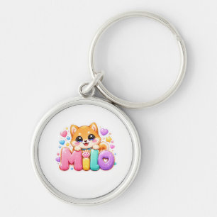 Cute Kawaii Milo Dog Name Pastel Pink Sparkling Pu Key Ring