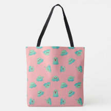 Cute Kawaii Mint Green Blob Ghost Pastel Pink