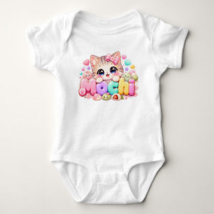 Cute Kawaii Mochi Cat Name Pastel Pink Sparkling K Baby Bodysuit