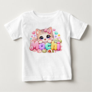 Cute Kawaii Mochi Cat Name Pastel Pink Sparkling K Baby T-Shirt