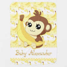 Cute Kawaii monkey holding banana