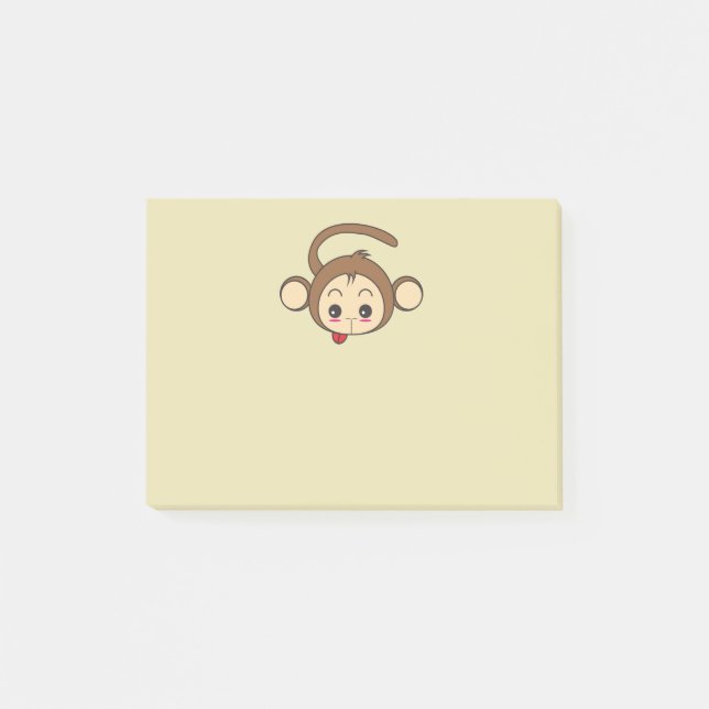 Cute Kawaii Monkey Illustration Post-it Notes (Front)