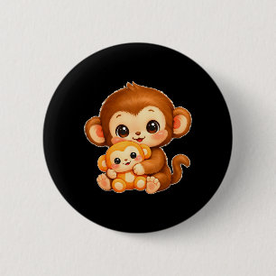 Cute Kawaii Monkey Punch Baby Graphic Big Love 6 Cm Round Badge