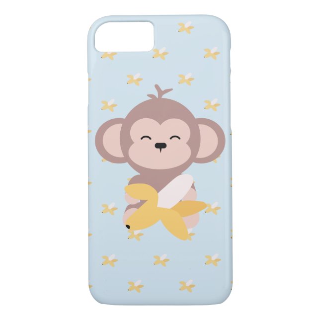 Cute Kawaii Monkey with Banana iPhone 7 Case (Back)