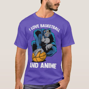 Cute Kawaii Monkeys - I Love Basketball And Anime  T-Shirt