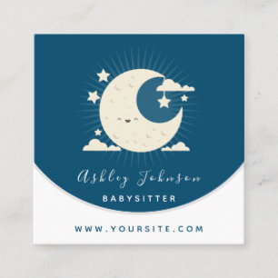 Cute Kawaii Moon Babysitter Daycare Social Media Square Business Card
