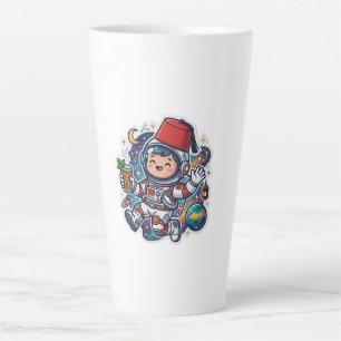 Cute Kawaii Moroccan Astronaut Mint Tea FezSticker Latte Mug