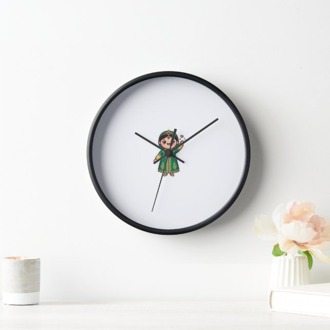 Cute Kawaii Moroccan Caftan Traditional Green Dres Clock (Home)