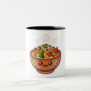 Cute Kawaii Moroccan Couscous Food Bowl Sticker Two-Tone Coffee Mug