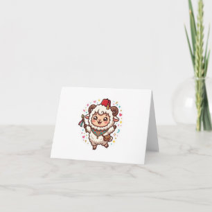 Cute Kawaii Moroccan Eid al-Adha Sheep Fez Sticker Thank You Card