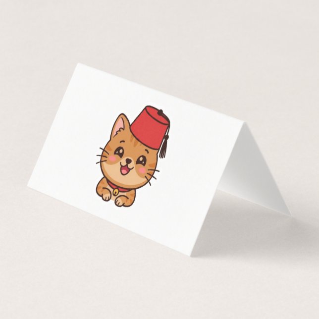 Cute Kawaii Moroccan Fez Hat Cat Sticker (Front)