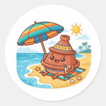 Cute Kawaii Moroccan Tajine Beach Vacation Sticker