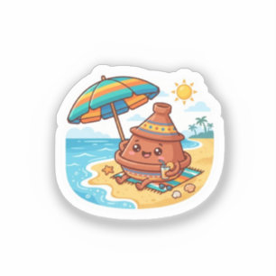 Cute Kawaii Moroccan Tajine Beach Vacation Sticker