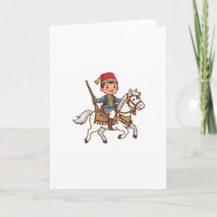 Cute Kawaii Moroccan Tbourida Horseman Cultural St Card