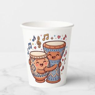 Cute Kawaii Moroccan Traditional Clay Drums Taarij Paper Cups