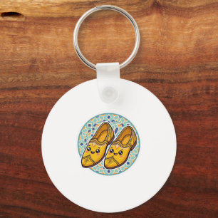 Cute Kawaii Moroccan Yellow Belgha Shoes anSticker Key Ring