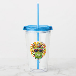 Cute Kawaii Moroccan Zaaza Summer Avocado Smoothie Acrylic Tumbler