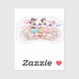 Cute Kawaii Mr and Mrs Panda Couple Pastel Pink We