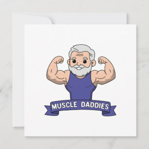 Cute Kawaii Muscle Daddy Bearded Bodybuilder Invitation