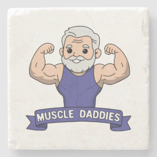 Cute Kawaii Muscle Daddy Bearded Bodybuilder Stone Coaster
