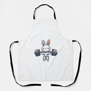 Cute Kawaii Muscular Rabbit Weightlifting Funny Apron