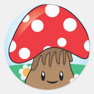 Cute Kawaii Mushroom Classic Round Sticker