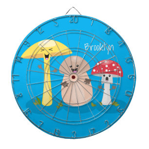 Cute kawaii mushroom fungi toadstool dartboard