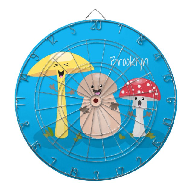 Cute kawaii mushroom fungi toadstool dartboard (Front)