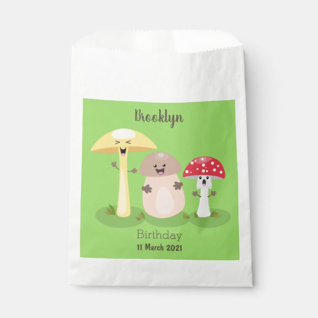 Cute kawaii mushroom fungi toadstool favour bag (Front)