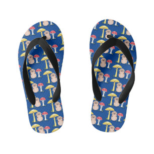 Cute kawaii mushroom fungi toadstool kid's thongs