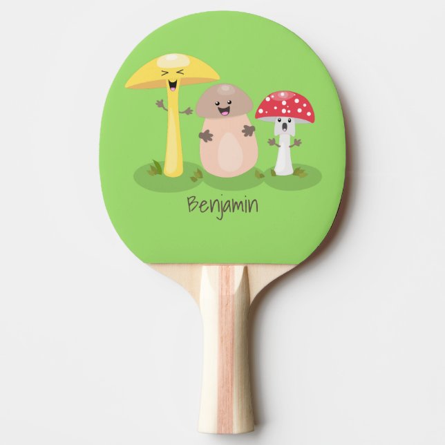 Cute kawaii mushroom fungi toadstool ping pong paddle (Front)